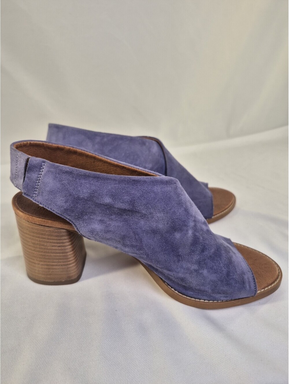Topshop Women's 40/9US Purple Open Toe Slingback Suede 3" Block Heels Sandal